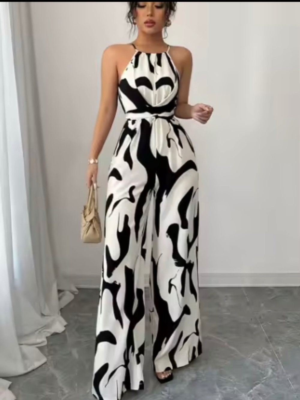 Monochrome Muse Wide-Leg Jumpsuit